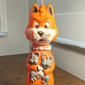 SOLD - Vtg PUREX 1960s Mr. Jinks Pixie & Dixie Cartoon Orange Bubble Bath Bottle